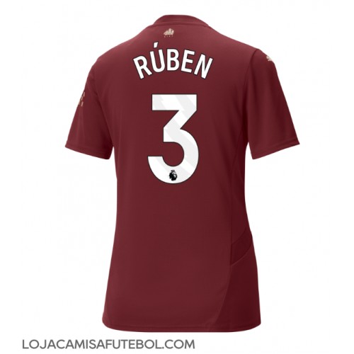 Camisa de Futebol Manchester City Ruben Dias #3 Equipamento Alternativo Mulheres 2024-25 Manga Curta